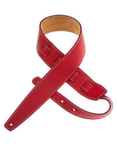 Guitar Strap Red Genuine Leather 6 Cm Holes HS Colors