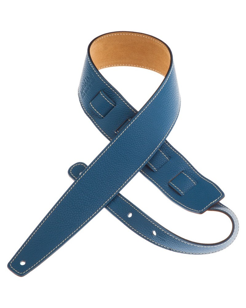 Guitar Strap Blu Genuine Leather 6 Cm Holes HS Colors