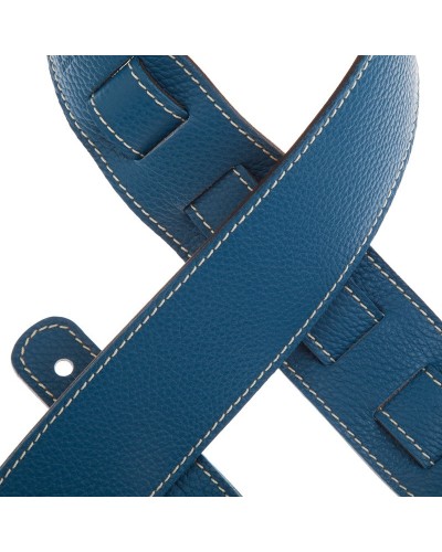 Guitar Strap Blu Genuine Leather 6 Cm Holes HS Colors