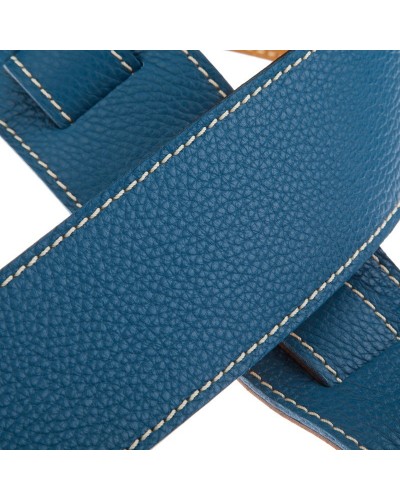 Guitar Strap Blu Genuine Leather 6 Cm Holes HS Colors