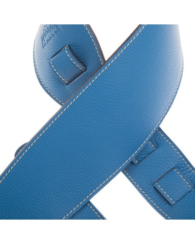 Guitar Strap Blu Genuine Leather 10 Cm Holes HS Colors