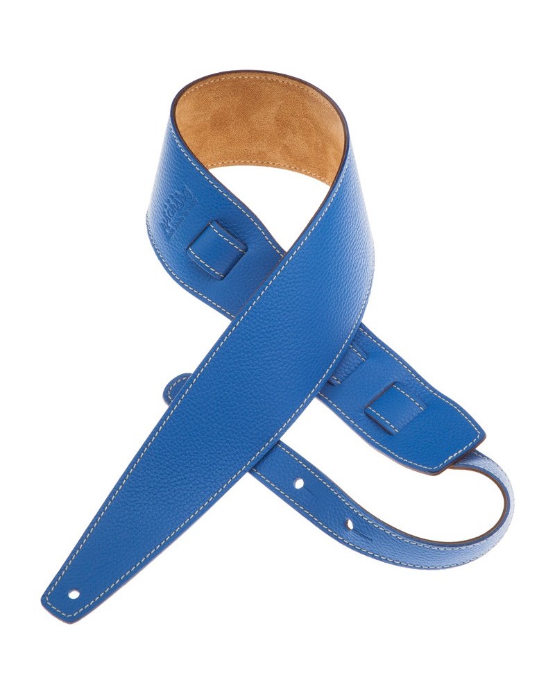 Guitar Strap Blu Genuine Leather 8 Cm Holes HS Colors