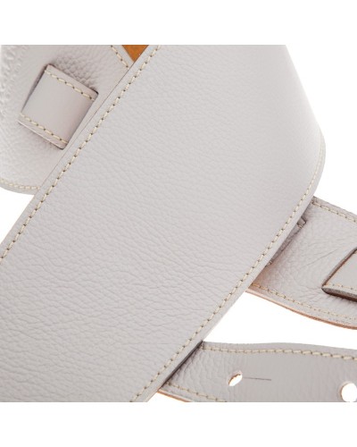 Guitar Strap White Genuine Leather 10 Cm Holes HS Colors