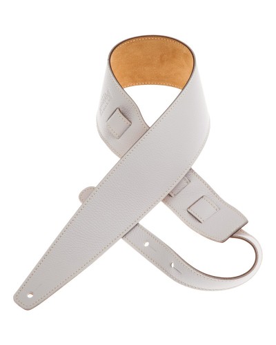 Guitar Strap White Genuine Leather 8 Cm Holes HS Colors