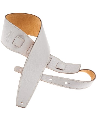 Guitar Strap White Genuine Leather 8 Cm Holes HS Colors