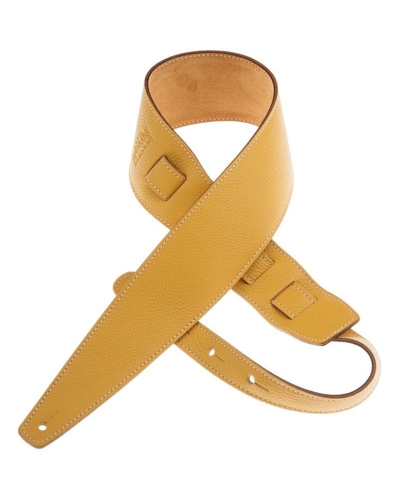 Guitar Strap Yellow Genuine Leather 8 Cm Holes HS Colors