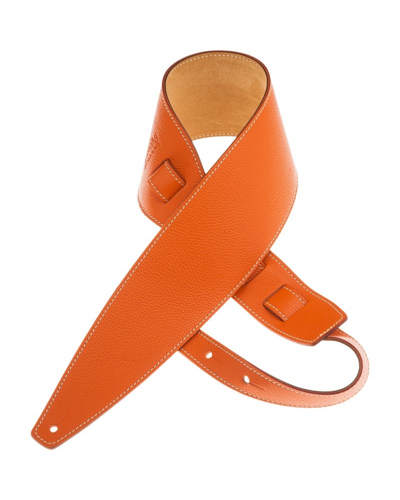 Guitar Strap Orange Genuine Leather 10 Cm Holes HS Colors