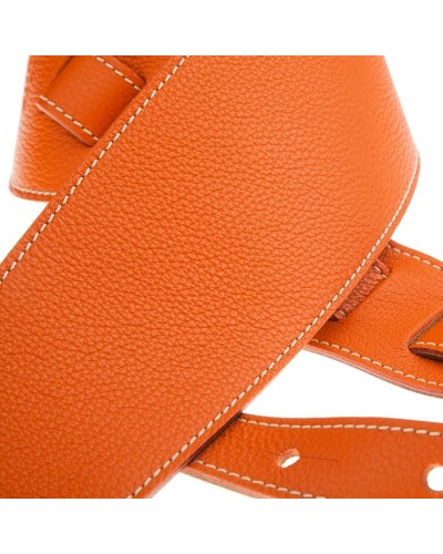 Guitar Strap Orange Genuine Leather 10 Cm Holes HS Colors