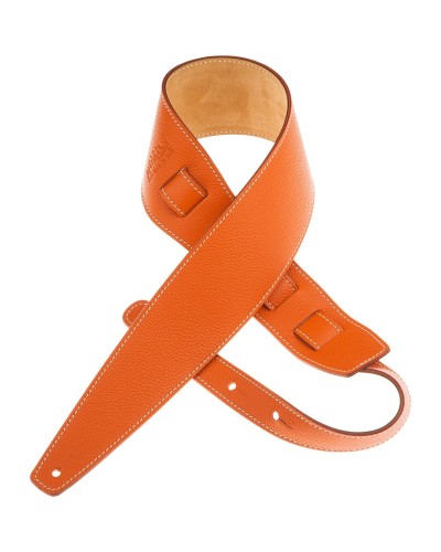 Guitar Strap Orange Genuine Leather 8 Cm Holes HS Colors