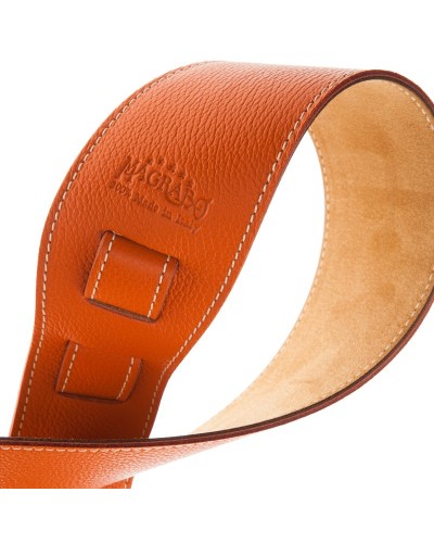 Guitar Strap Orange Genuine Leather 8 Cm Holes HS Colors