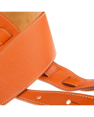 Guitar Strap Orange Genuine Leather 8 Cm Holes HS Colors