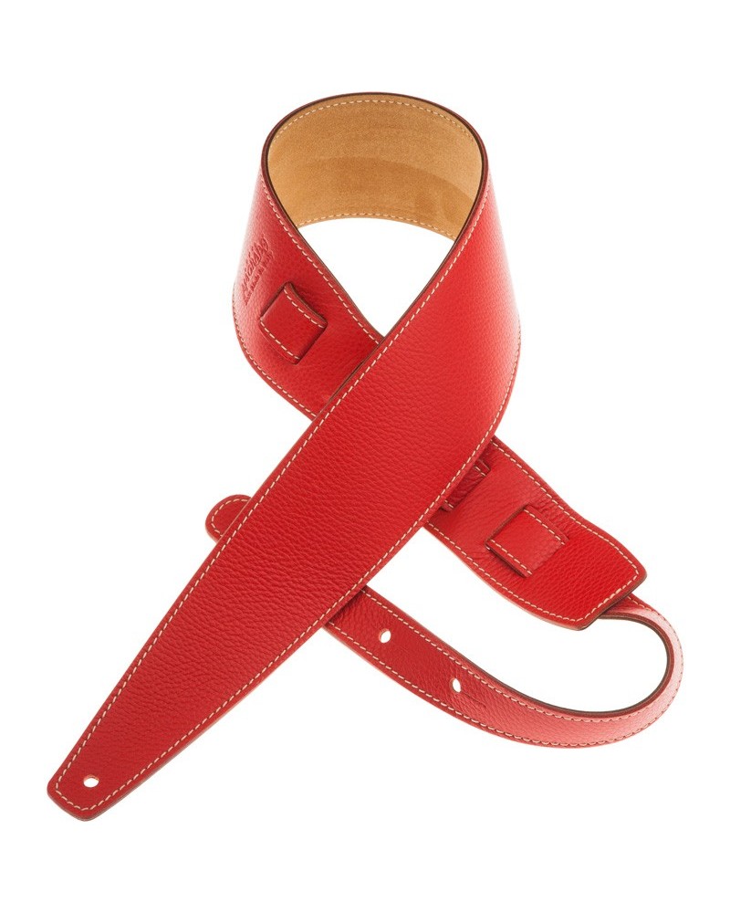 Guitar Strap Red Genuine Leather 8 Cm Holes HS Colors