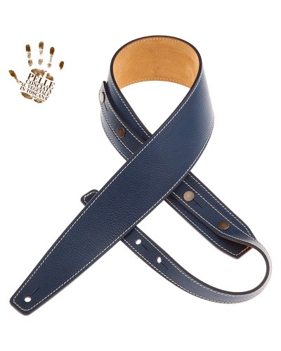 Guitar Strap Blu Certified Vegetable Tanned Leather 7 Cm Buttons BS Core