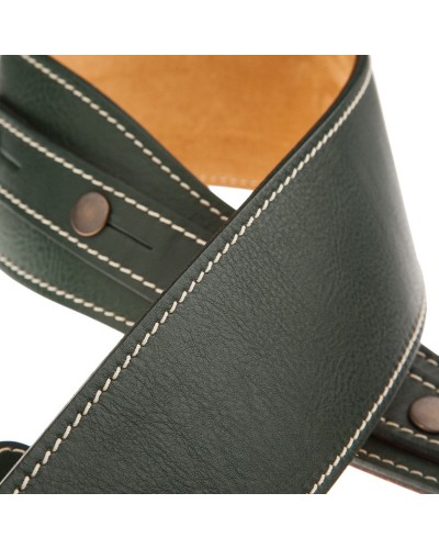 Guitar Strap Green Certified Vegetable Tanned Leather 7 Cm Buttons BS Core