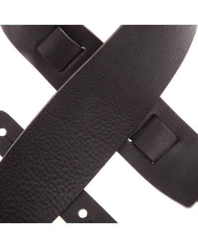 Guitar Strap Black Certified Vegetable Tanned Leather 8 Cm Holes HC Core