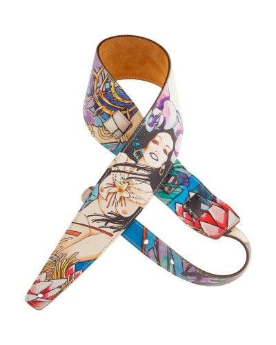 Guitar Strap White Genuine Leather 8 Cm Holes HS Art Print