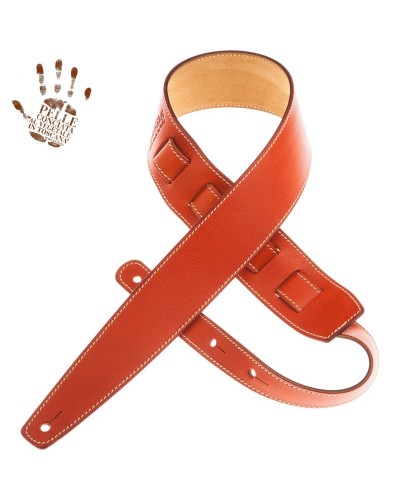 Guitar Strap Orange Certified Vegetable Tanned Leather 6 Cm Holes HS Core