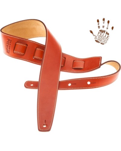 Guitar Strap Orange Certified Vegetable Tanned Leather 6 Cm Holes HS Core