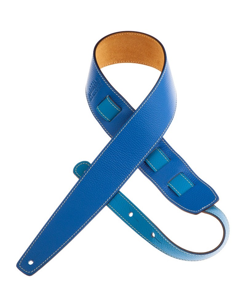 Guitar Strap Blu Genuine Leather 6 Cm Holes HS Colors