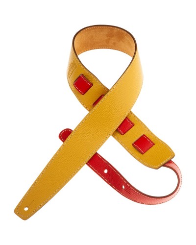 Guitar Strap Yellow Genuine Leather 6 Cm Holes HS Colors