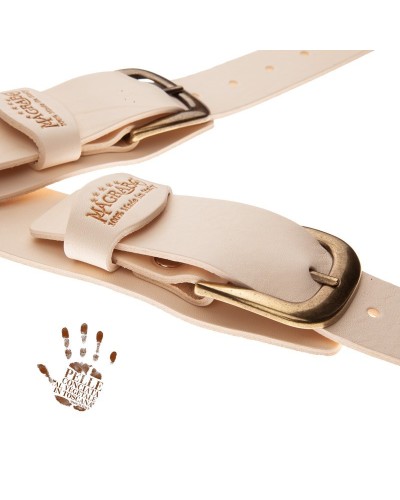 Guitar Strap White Certified Vegetable Tanned Leather 7 Cm Classic Twin Buckle TC Core