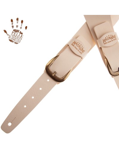 Tracolla per Chitarra e Basso Bianco Vera Pelle Conciata Al Vegetale 7 Cm Classic Twin Buckle TC Core