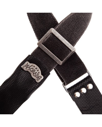 Guitar Strap Black Cotton And Genuine Leather 5 Cm Twinkle Stripe SC Cotton Washed