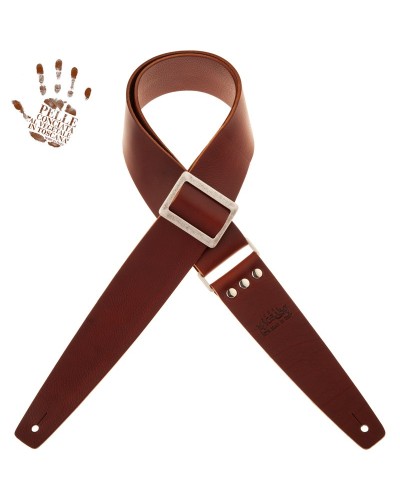 Guitar Strap Brown Certified Vegetable Tanned Leather 6 Cm Stripe SC Core