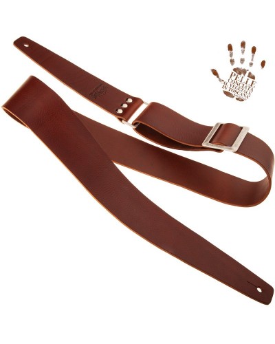 Guitar Strap Brown Certified Vegetable Tanned Leather 6 Cm Stripe SC Core