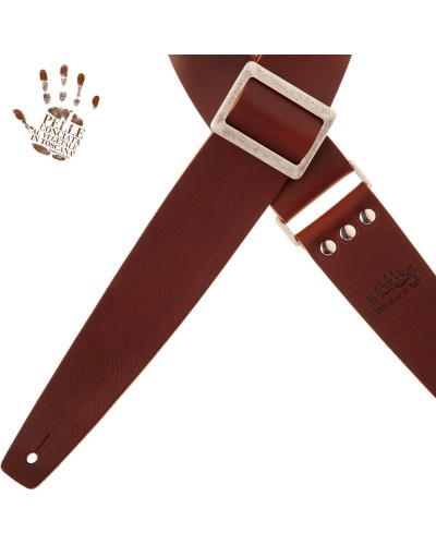 Guitar Strap Brown Certified Vegetable Tanned Leather 6 Cm Stripe SC Core