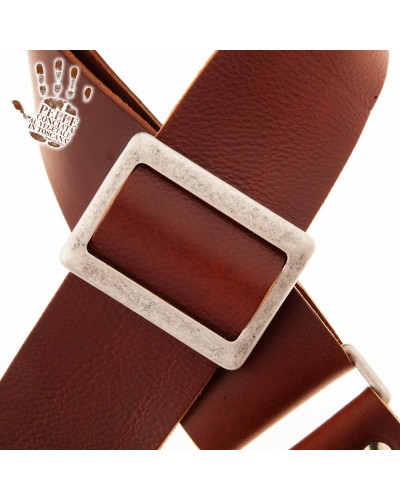 Guitar Strap Brown Certified Vegetable Tanned Leather 6 Cm Stripe SC Core