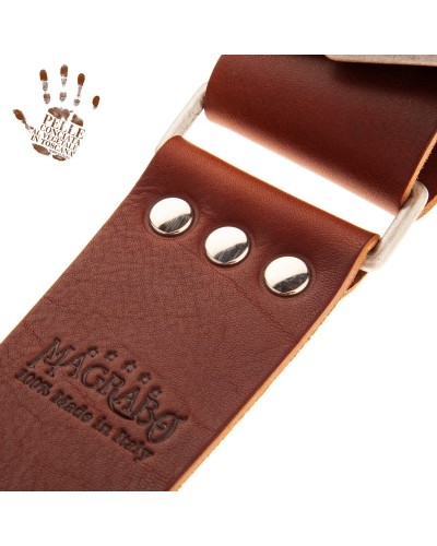 Guitar Strap Brown Certified Vegetable Tanned Leather 6 Cm Stripe SC Core