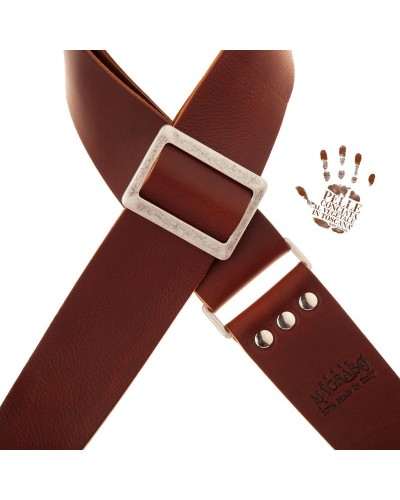 Guitar Strap Brown Certified Vegetable Tanned Leather 6 Cm Stripe SC Core