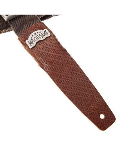 Guitar Strap Brown Cotton And Genuine Leather 5 Cm Twinkle Stripe SC Cotton Washed