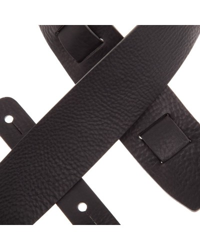 Guitar Strap Black Certified Vegetable Tanned Leather 6 Cm Holes HC Core