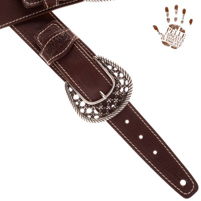 Twin Buckle TS Core Marrone Scuro 7 cm fibbie Woven Argento