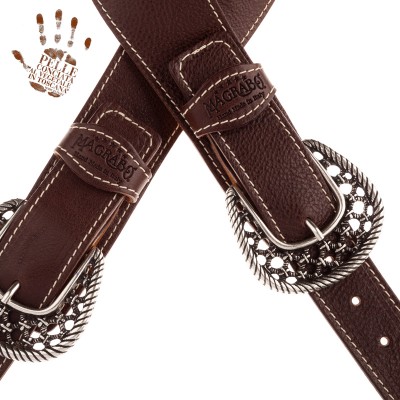 Twin Buckle TS Core Marrone Scuro 7 cm fibbie Woven Argento