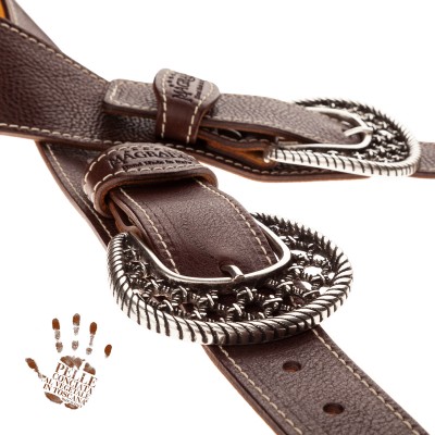 Twin Buckle TS Core Marrone Scuro 7 cm fibbie Woven Argento