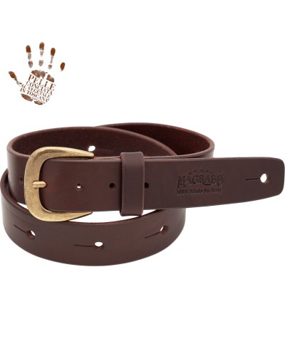 magrabò guitar straps | belt & strap in genuine bull leather, dark brown 4 cm, classic brass buckle