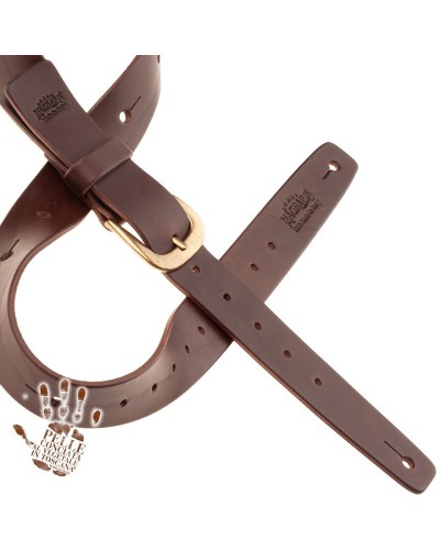 belt & strap cintura in vera pelle di toro marrone scuro 4 cm, fibbia classic ottone