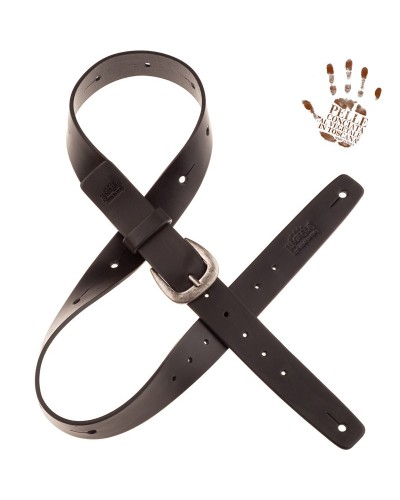 magrabò guitar straps | belt & strap in genuine bull leather, black 4 cm, classic silver buckle