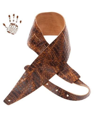 magrabò guitar straps | holes hc embossed croco lux light brown 10 cm