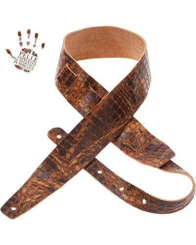 magrabò guitar straps | holes hc embossed croco lux light brown 6 cm