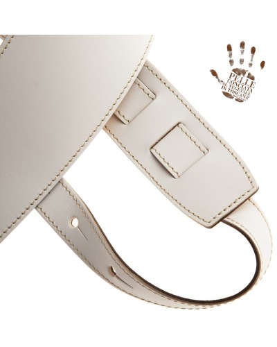 Guitar Strap White Genuine Leather 10 Cm Holes HS Core 