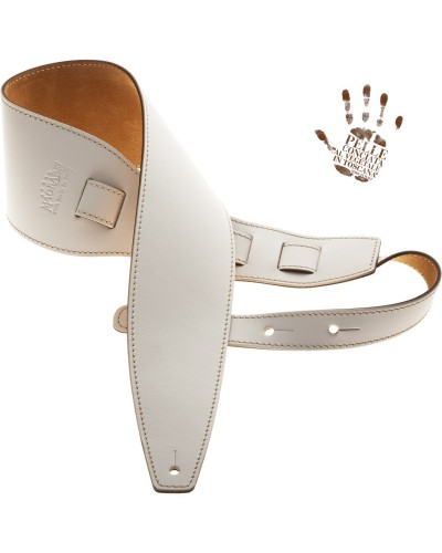 Guitar Strap White Genuine Leather 10 Cm Holes HS Core 