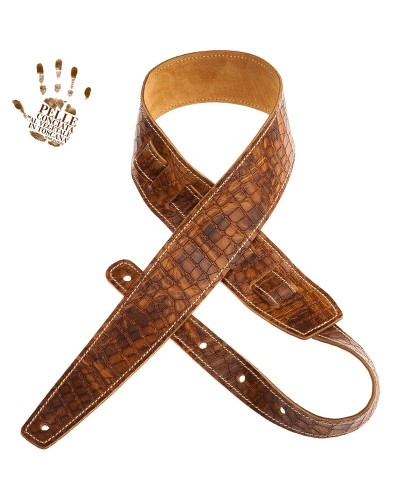 magrabò guitar straps | holes hs embossed croco lux light brown 6 cm