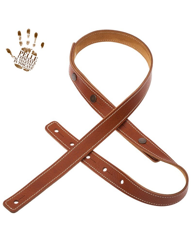 Guitar Strap Brown Certified Vegetable Tanned Leather 2.7 Cm Capitan Fede Buttons BS Core 