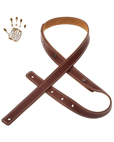 Guitar Strap Brown Certified Vegetable Tanned Leather 2.7 Cm Capitan Fede Buttons BS Core 