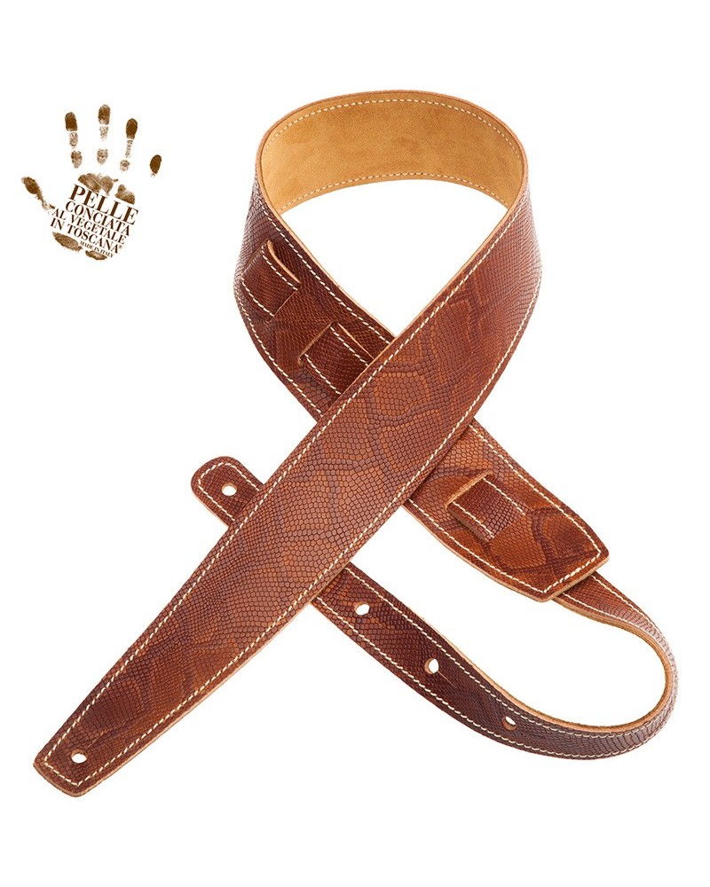 magrabò guitar straps | holes hs embossed snake brown 6 cm