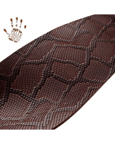 Guitar Strap Brown Certified Vegetable Tanned Leather 10 Cm Snake Holes HC Embossed 